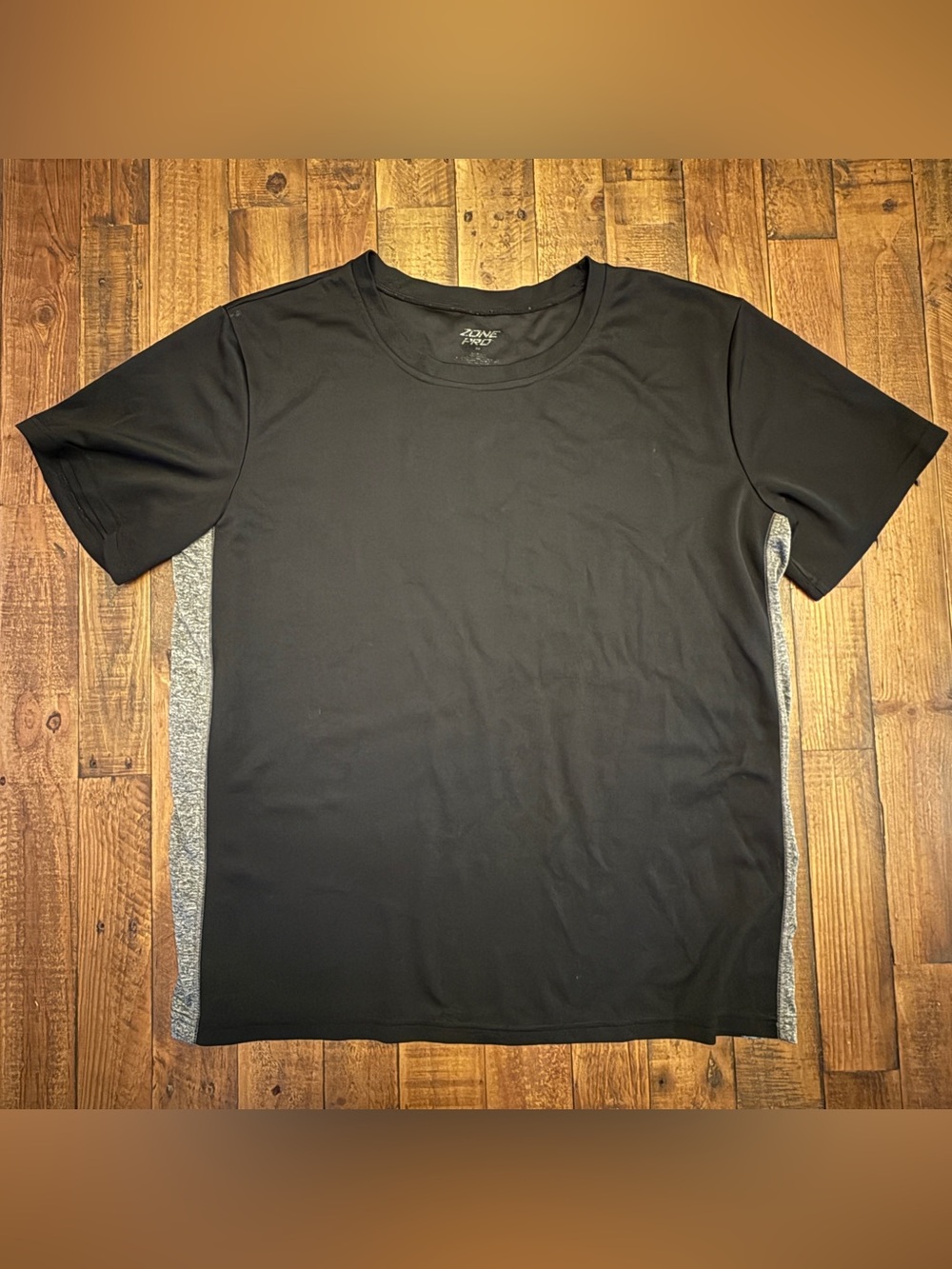 Zone Pro Men’s Performance Athletic T-Shirt Black Gray Moisture Wicking XL